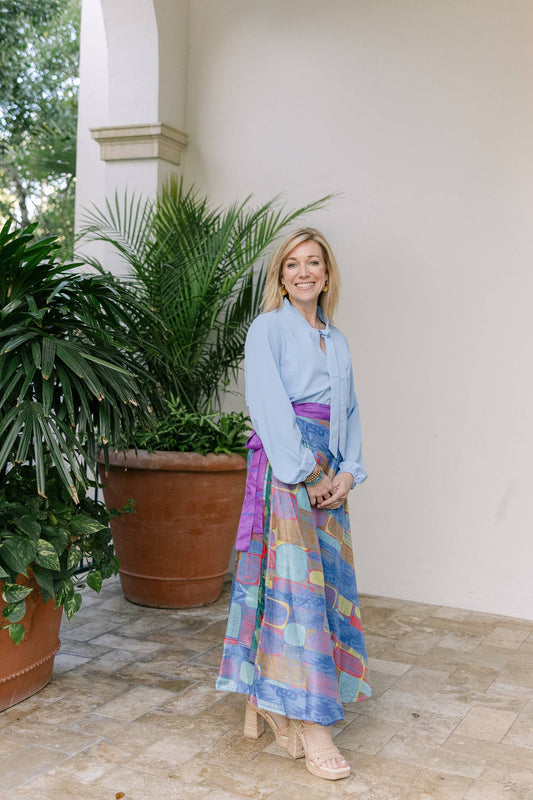 Full Length Reversible Wrap Art Silk Skirt