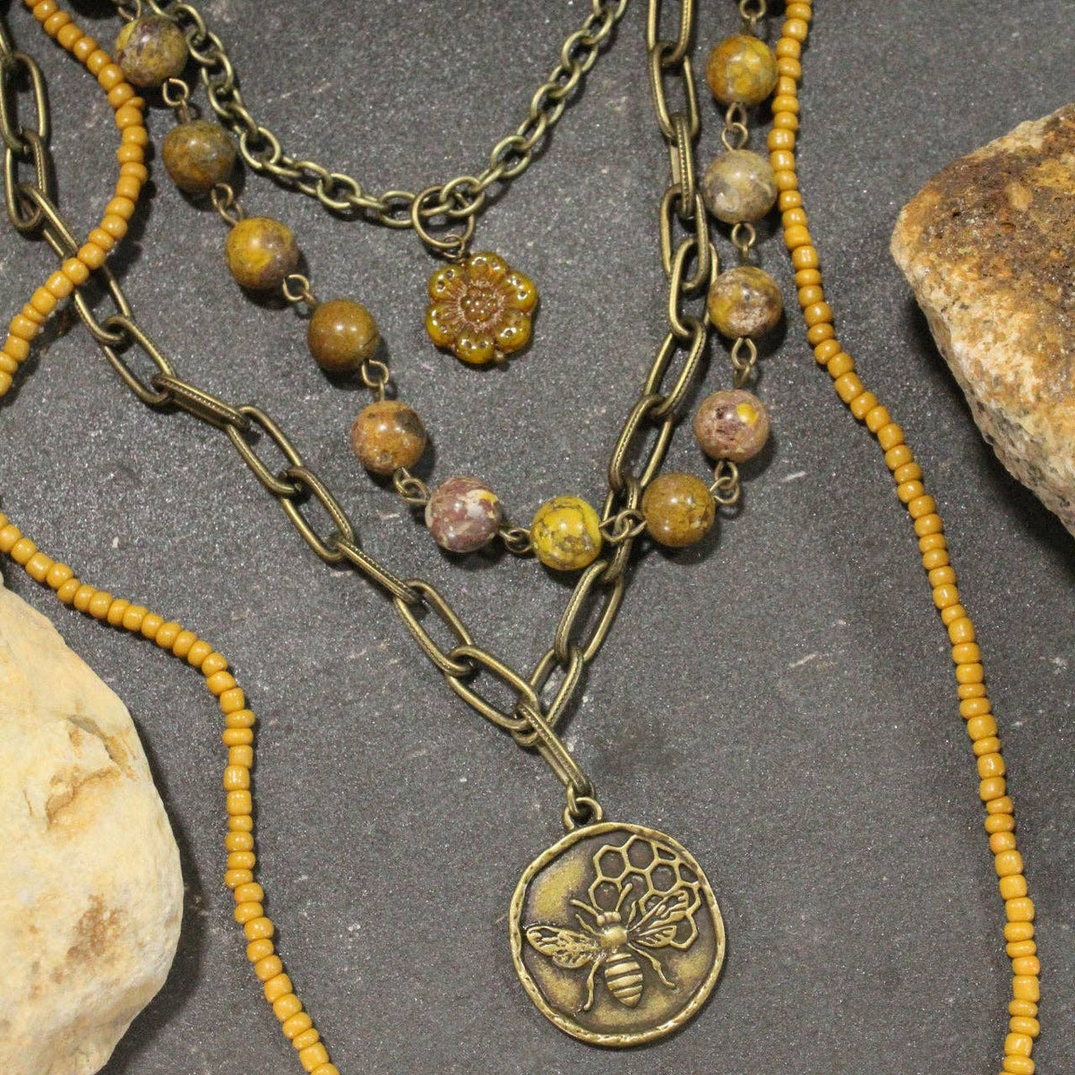 Stung By A Bee Layered Necklace Set