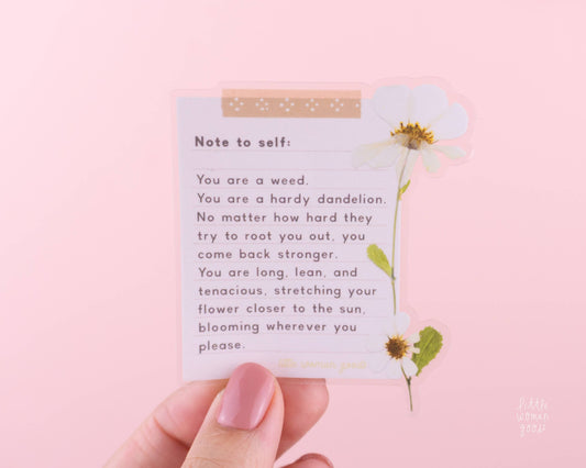 Motivational Flower Vinyl Sticker- Note to Self