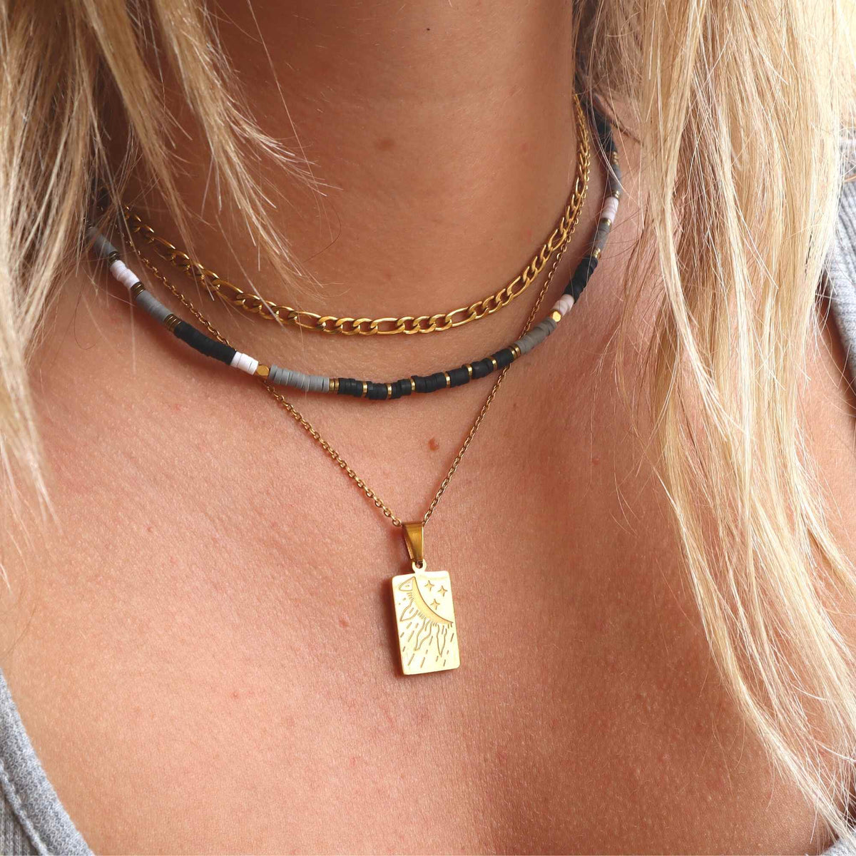 Boho Beaded Necklace - Clay Beads Jewelry