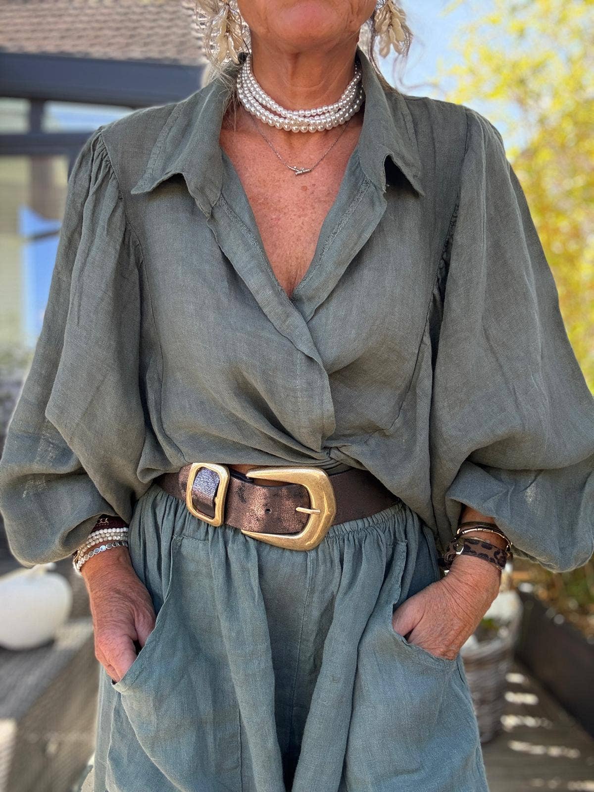 100% Linen Wrap Top