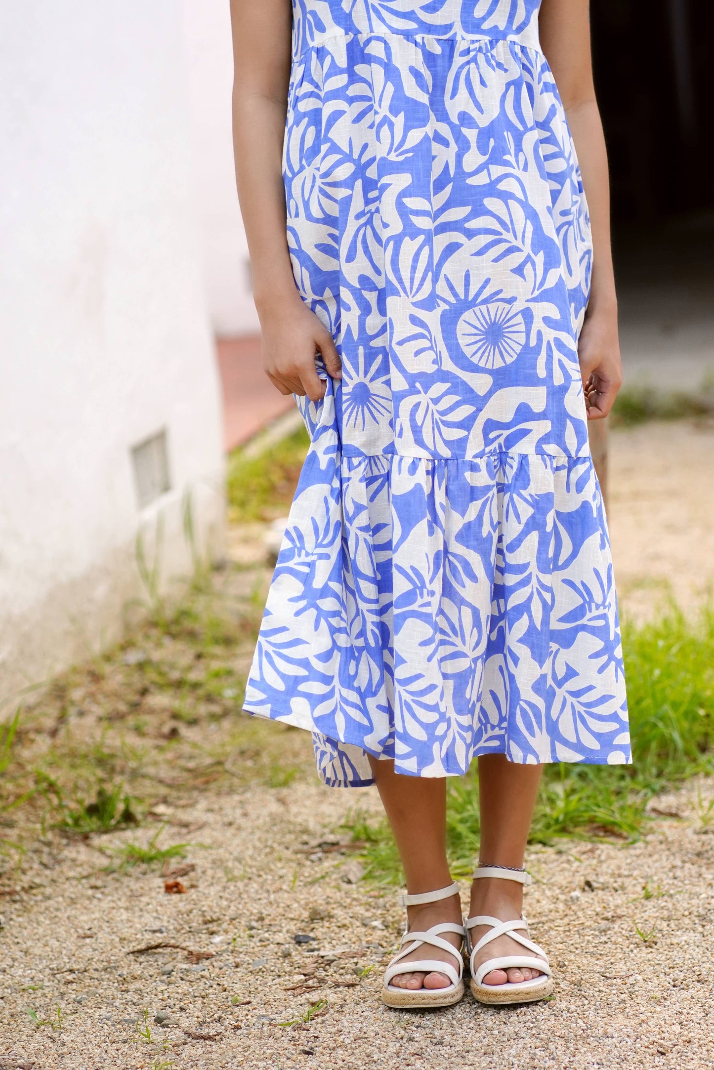 Clara Cotton Dress Blue White