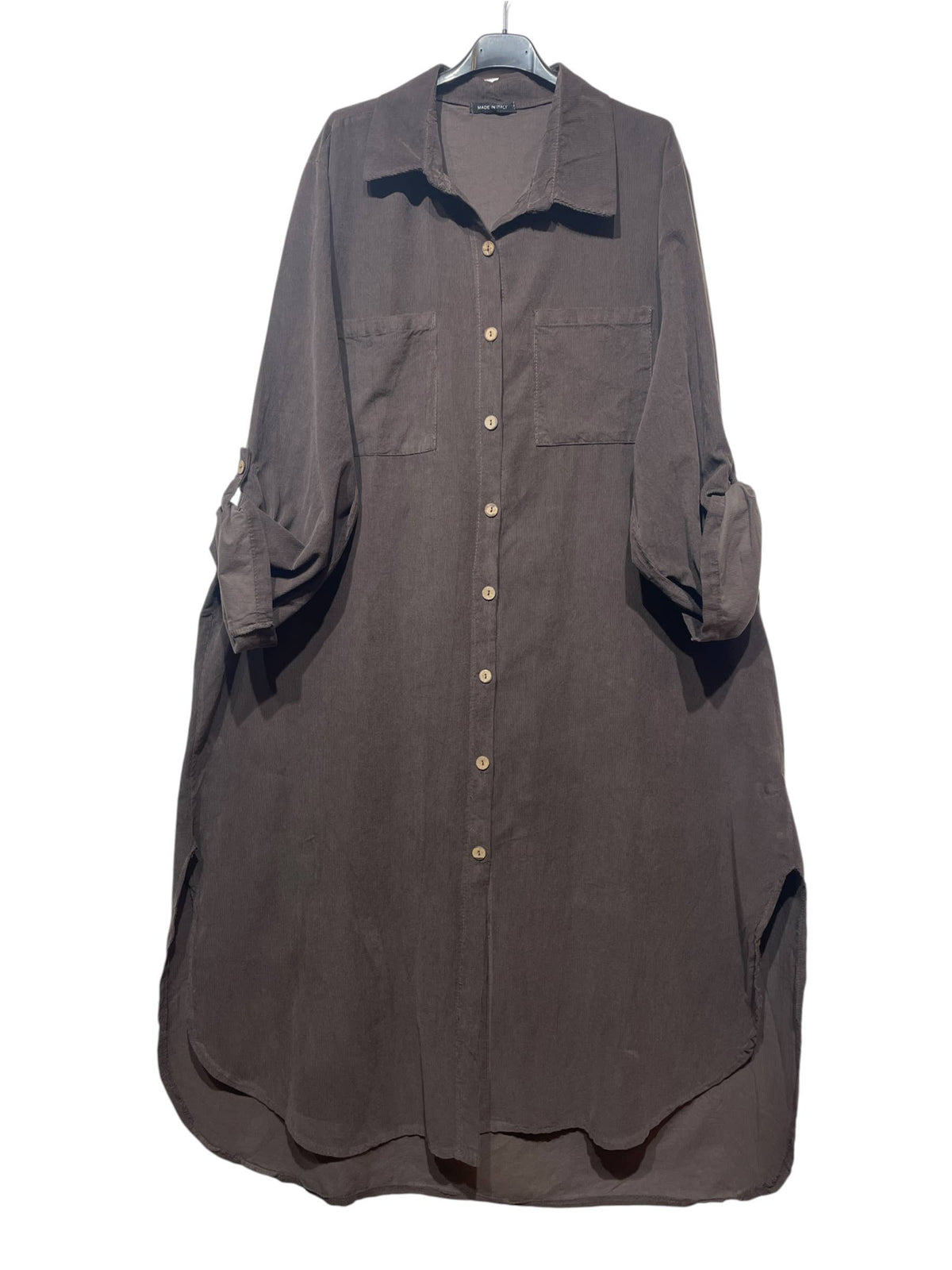Long Velvet Shirt Dress