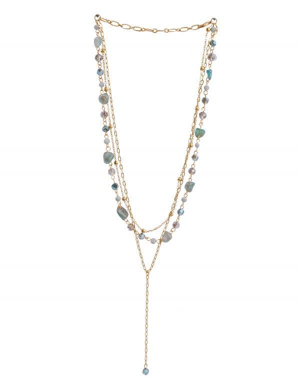 Gemstone Necklace - Multiple Goldtone Strands