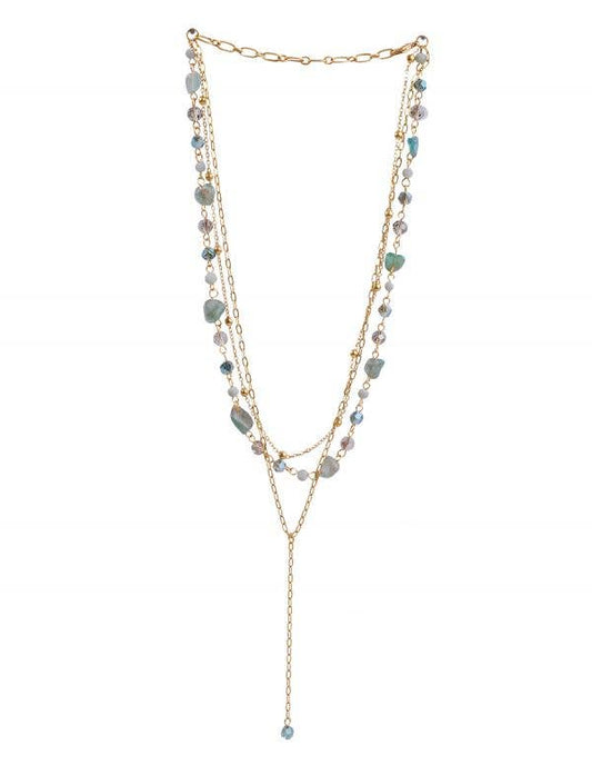 Gemstone Necklace - Multiple Goldtone Strands