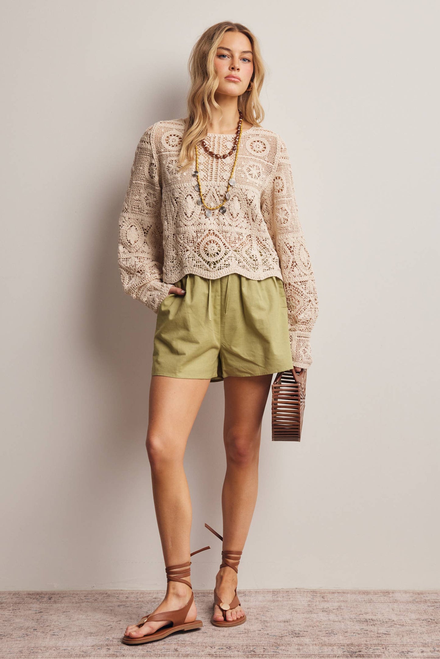 Crochet Lace Long Sleeve Top FCR0003