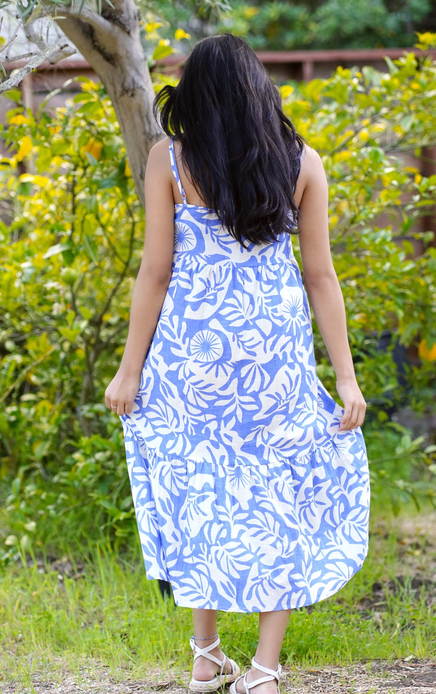 Clara Cotton Dress Blue White