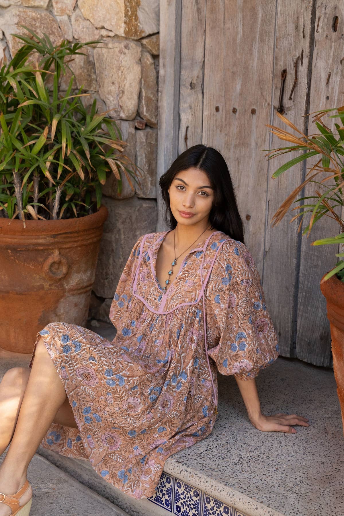 Women's Block Printed Cotton Mini Dress (Zoha)