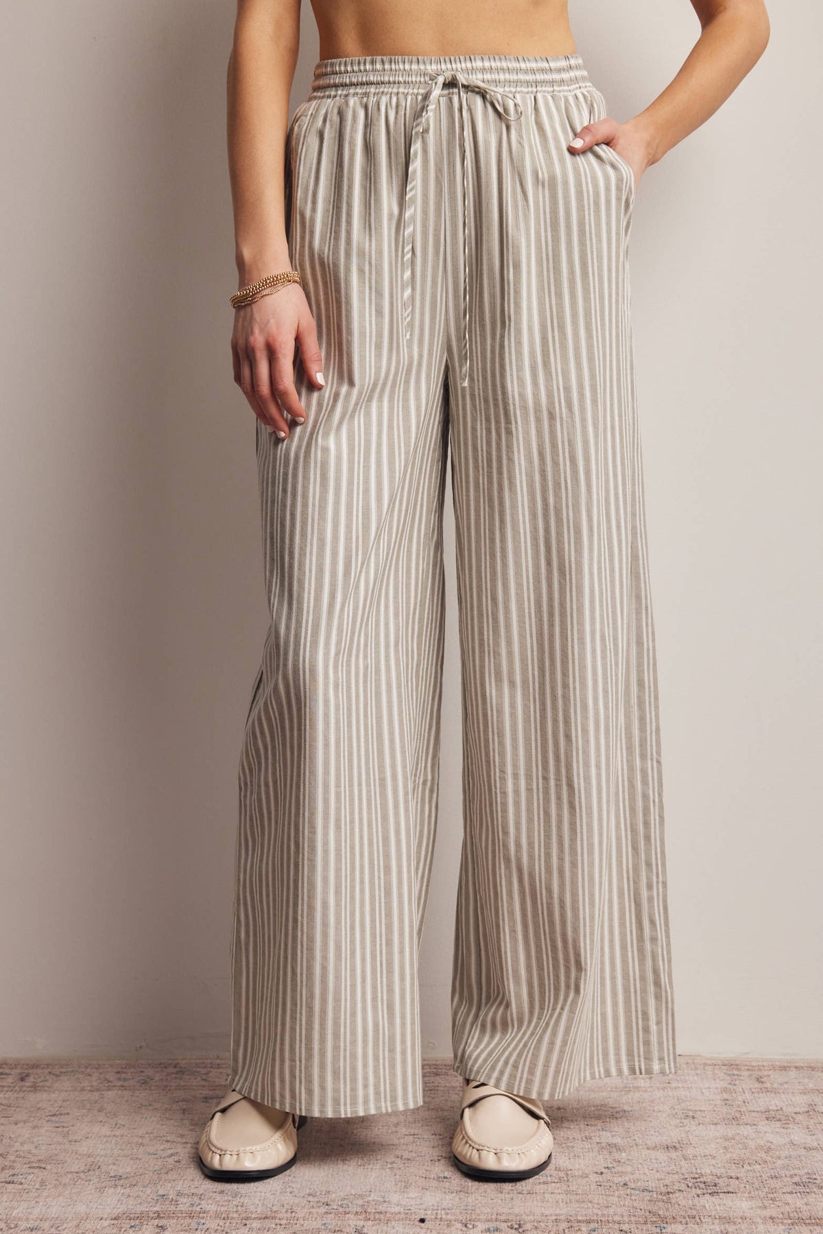 Striped Cotton Wide-Leg Pants FP0019
