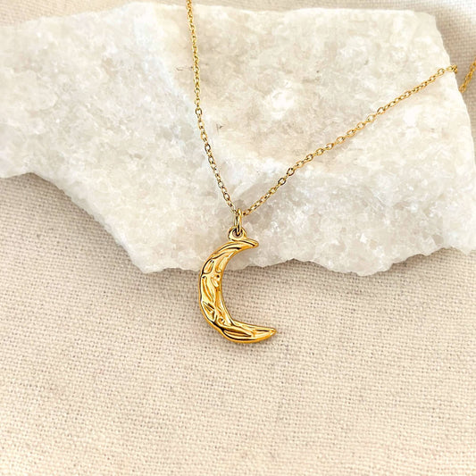 Dainty Moon Necklace – Celestial Gold Jewelry