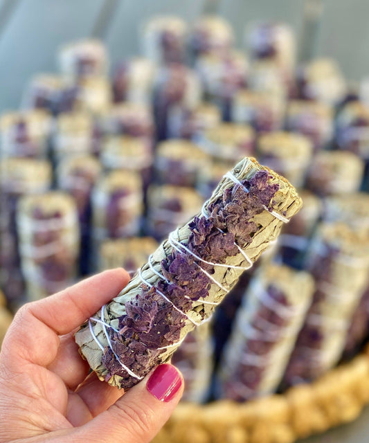White Sage with Dried Lavender Smudge Stick