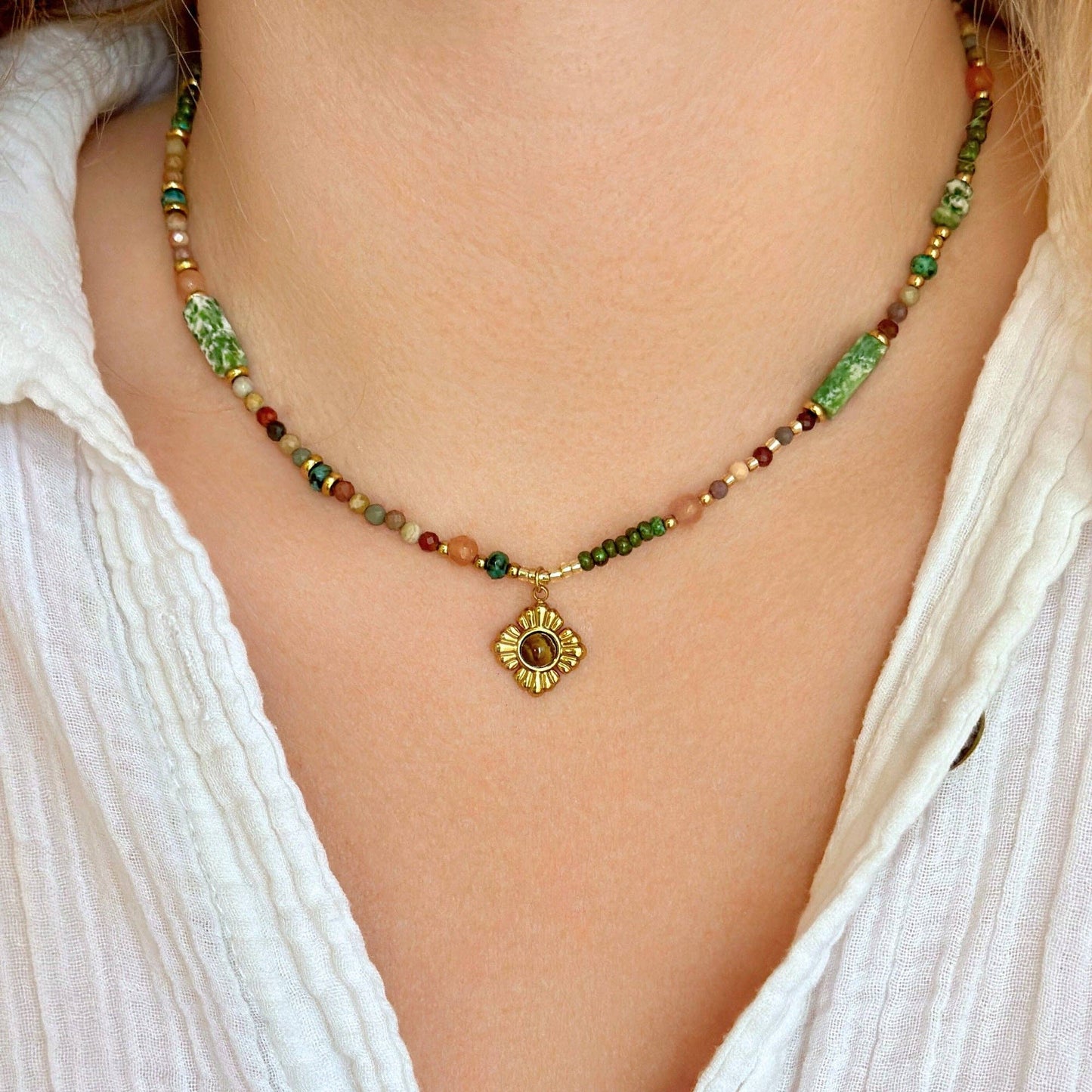Tiger Eye Wildflower Choker