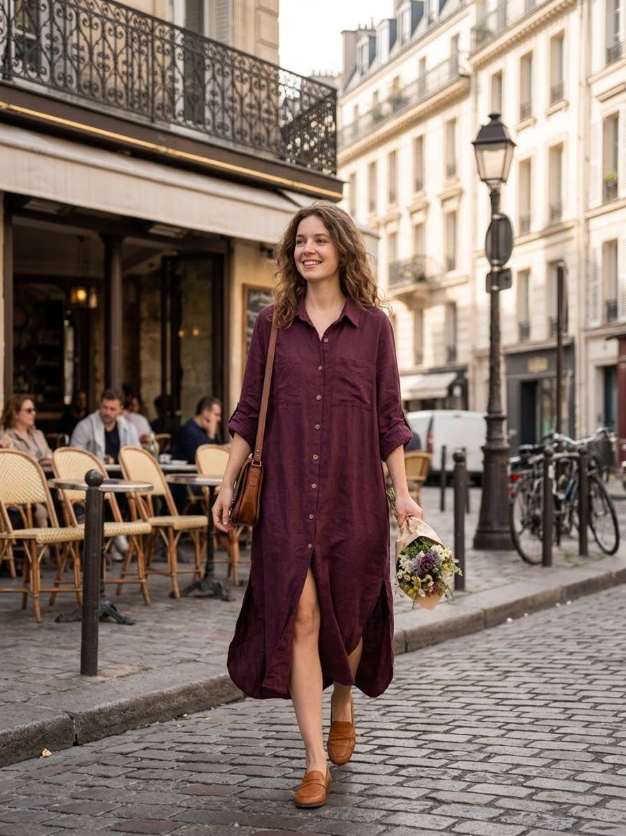 Long Velvet Shirt Dress