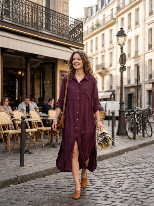 Long Velvet Shirt Dress