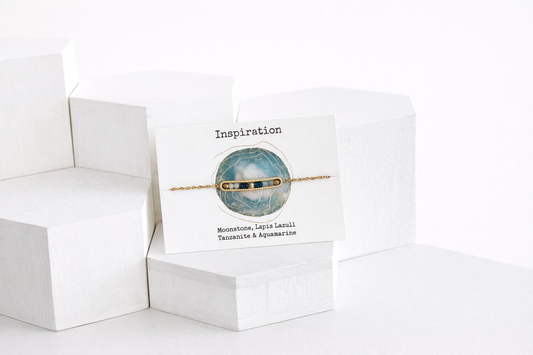 Inspiration Crystal Bar Bracelet – Moonstone & Lapis Lazuli
