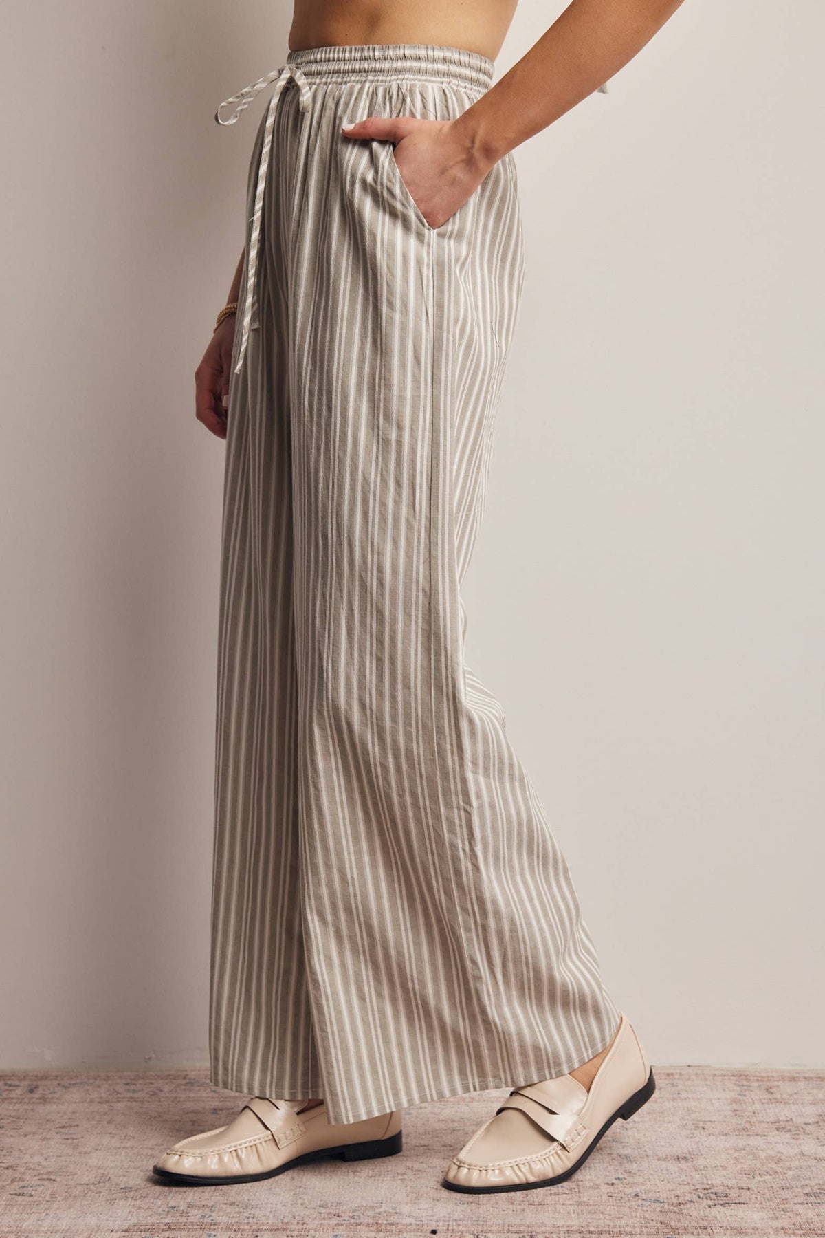 Striped Cotton Wide-Leg Pants FP0019
