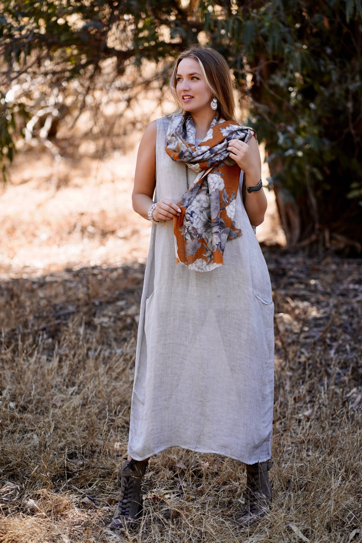 Anita Linen Dress Lt. Grey