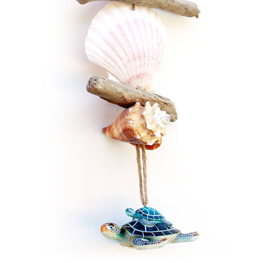Blue Mama & Baby Sea Turtle Mini Driftwood Garland