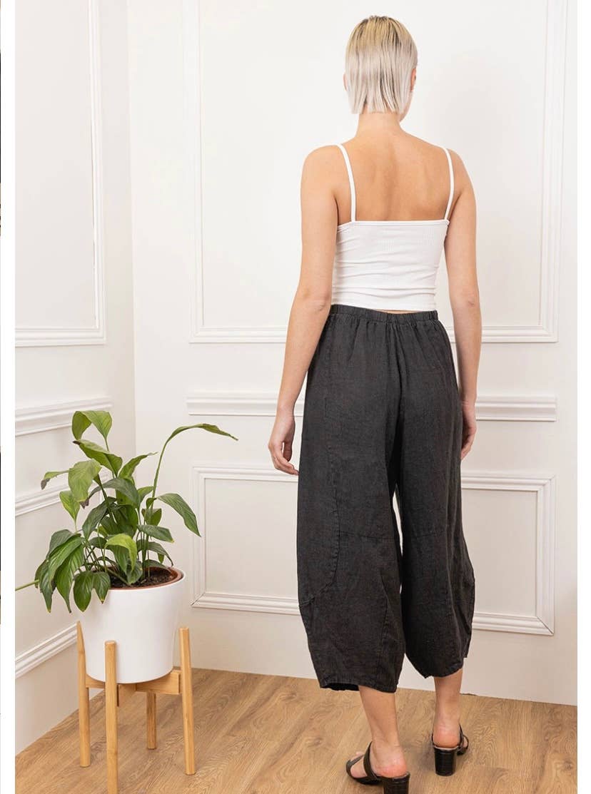 Solid Linen Balloon Pants with Elasticated Waist | Multiple Color Options