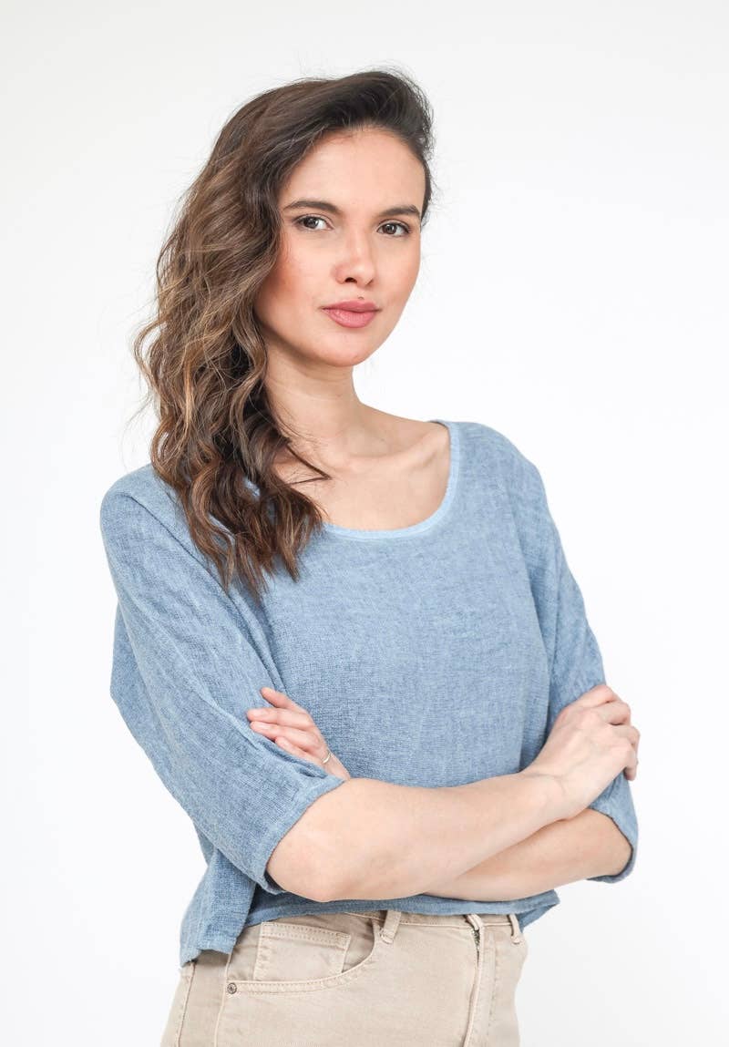 1973 INGRID WOMEN'S COTTON LINEN CROP TOP