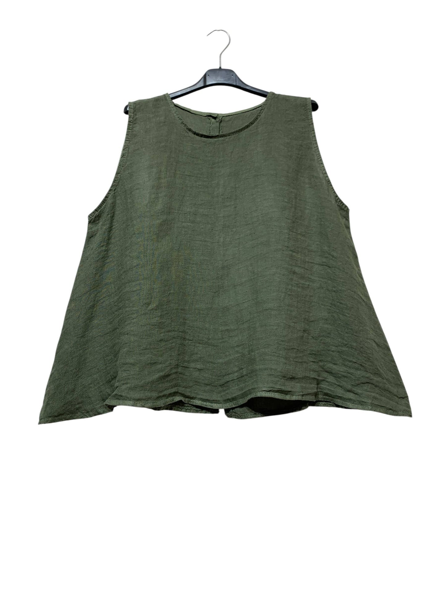 9925B REVERSIBLE VEST OR TOP, IN LINEN WITH MOTHER-OF-PEARL BUTTONS: GRIS FONCE