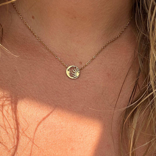 Tiny Sun & Moon Necklace - Celestial Jewelry