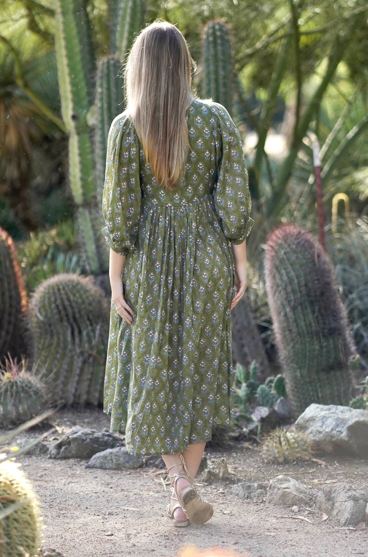 Mylah Midi Dress Block Printed Olive Multi 