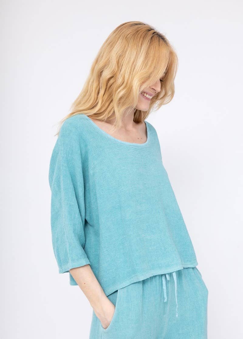 1973 INGRID WOMEN'S COTTON LINEN CROP TOP