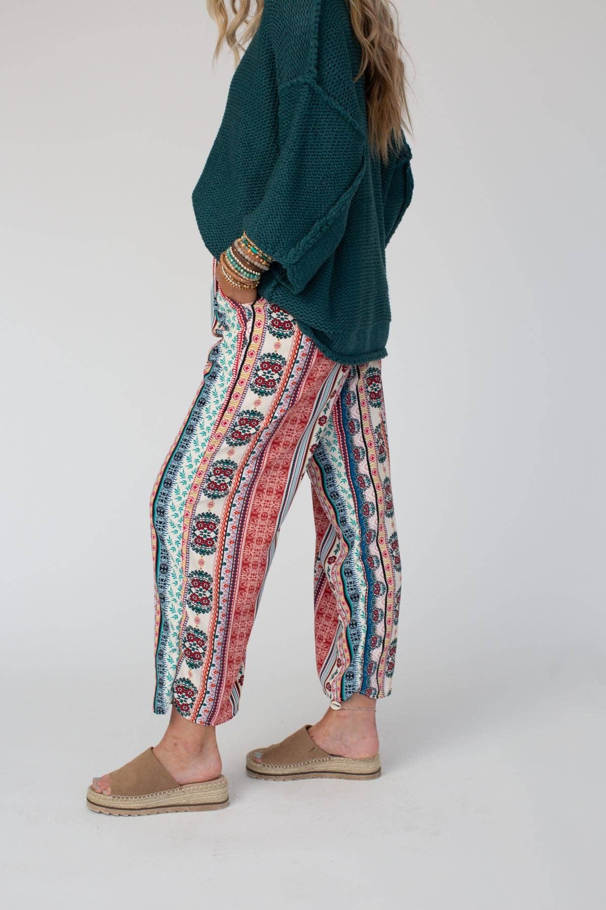 Staycation Wide Leg Drawstring Pant - Red Clay