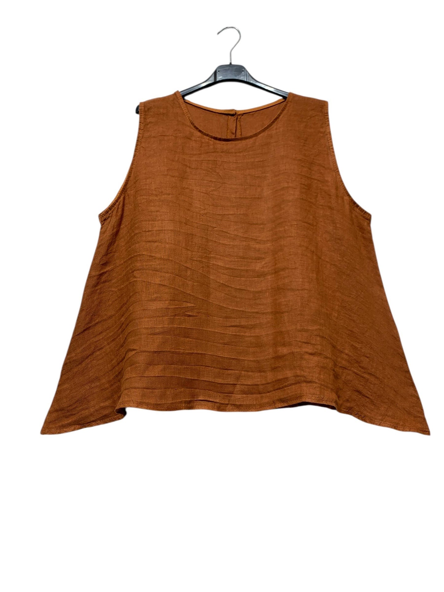 9925B REVERSIBLE VEST OR TOP, IN LINEN WITH MOTHER-OF-PEARL BUTTONS: BROWN
