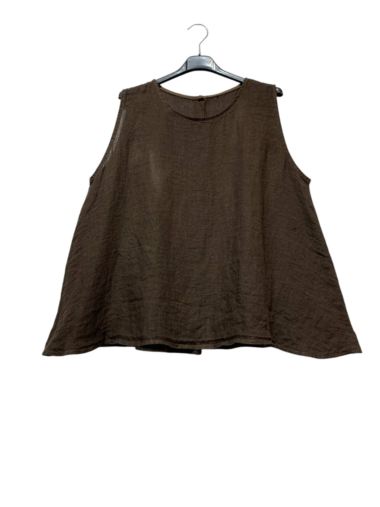 9925B REVERSIBLE VEST OR TOP, IN LINEN WITH MOTHER-OF-PEARL BUTTONS: GRIS FONCE