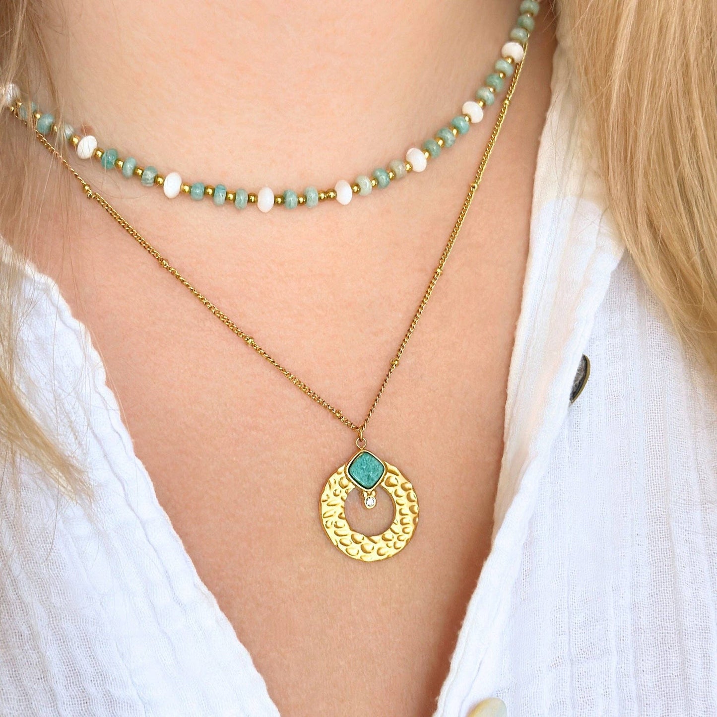 Amazonite Shell Energy Choker