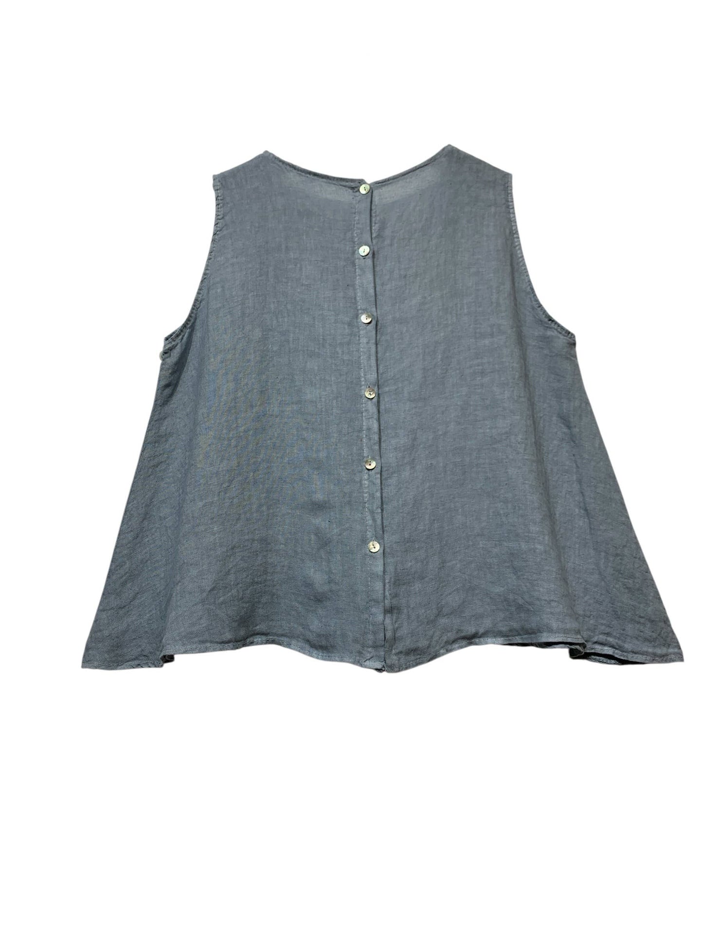 9925B REVERSIBLE VEST OR TOP, IN LINEN WITH MOTHER-OF-PEARL BUTTONS: GRIS FONCE