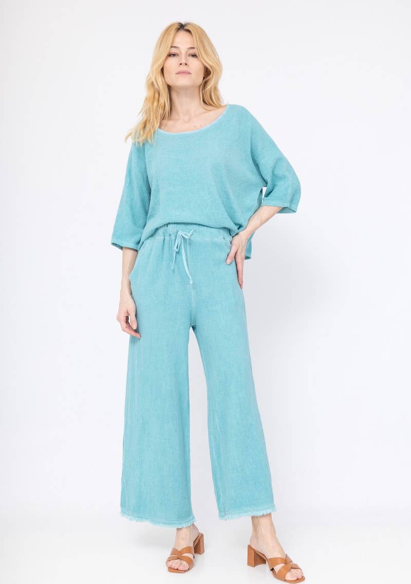 1973 INGRID WOMEN'S COTTON LINEN CROP TOP