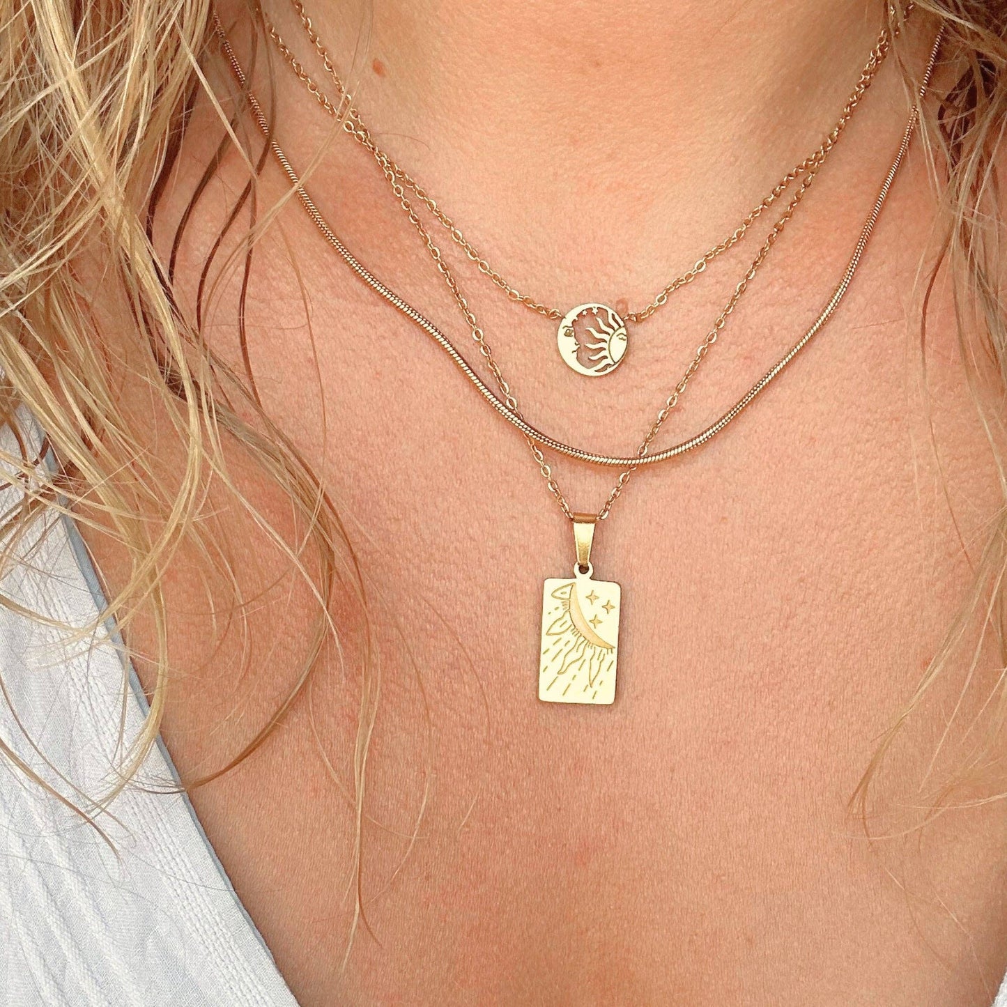 Tiny Sun & Moon Necklace - Celestial Jewelry