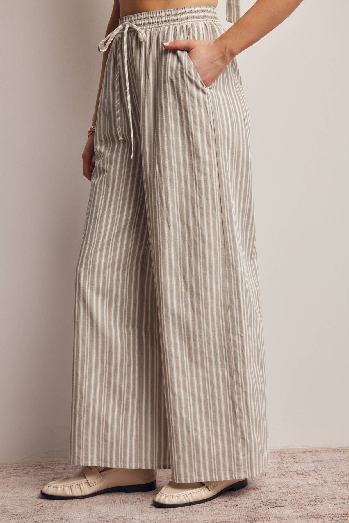 Striped Cotton Wide-Leg Pants FP0019