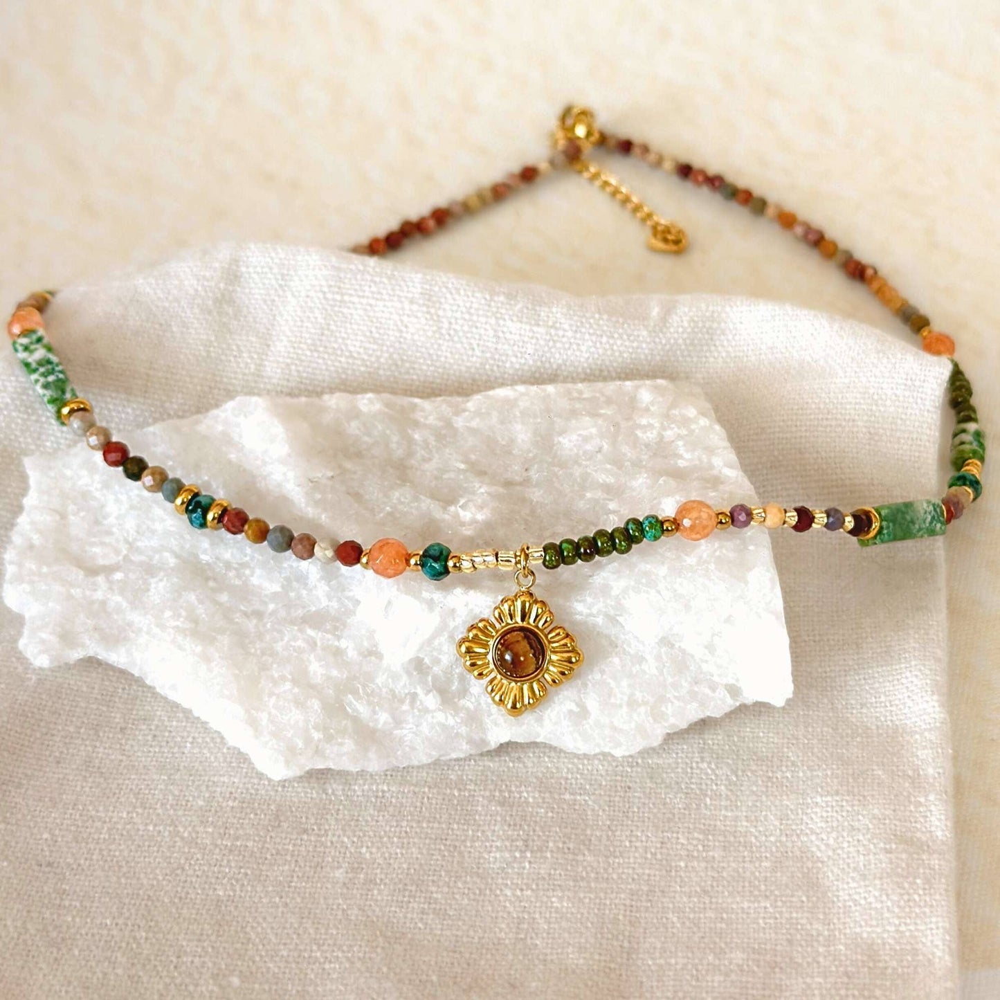 Tiger Eye Wildflower Choker