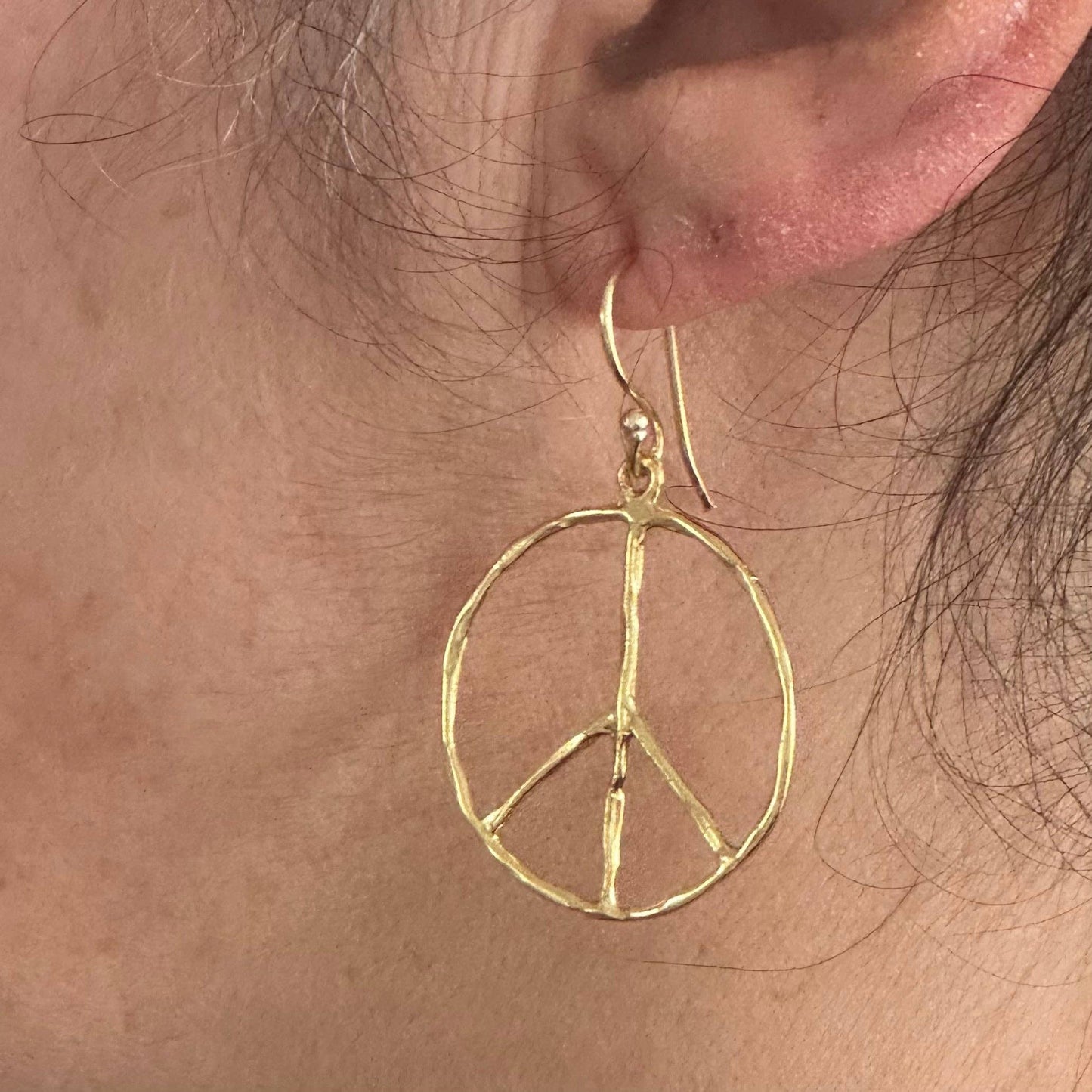 Peace Earrings | Love Peace Symbol Jewelry | Gold Earrings