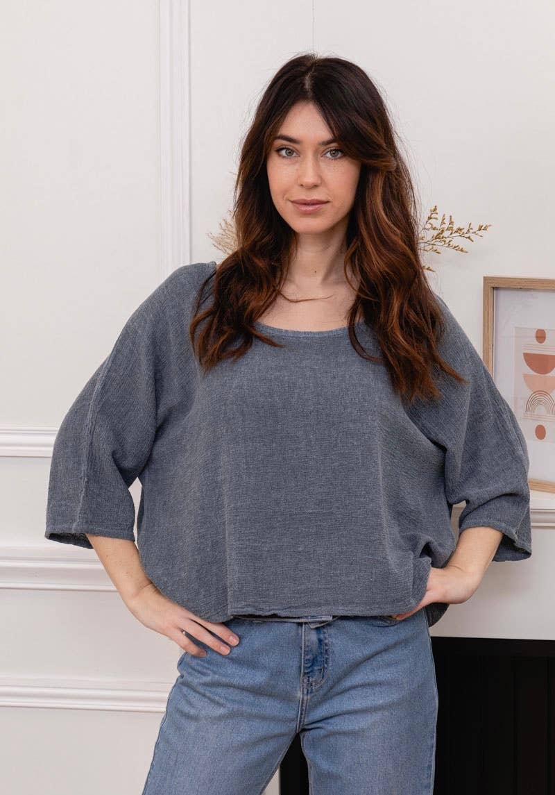 1973 INGRID WOMEN'S COTTON LINEN CROP TOP