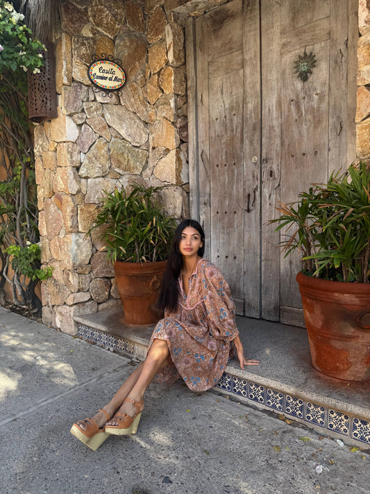 Women's Block Printed Cotton Mini Dress (Zoha)