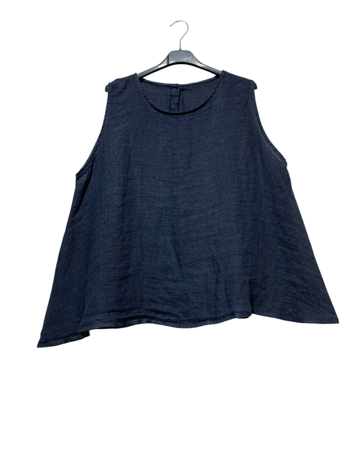 9925B REVERSIBLE VEST OR TOP, IN LINEN WITH MOTHER-OF-PEARL BUTTONS: GRIS FONCE