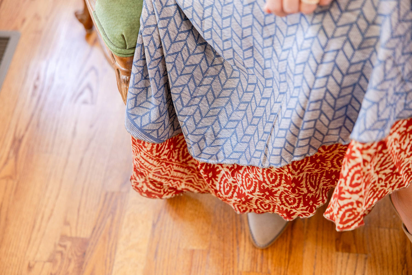 Full Length Reversible Wrap Art Silk Skirt