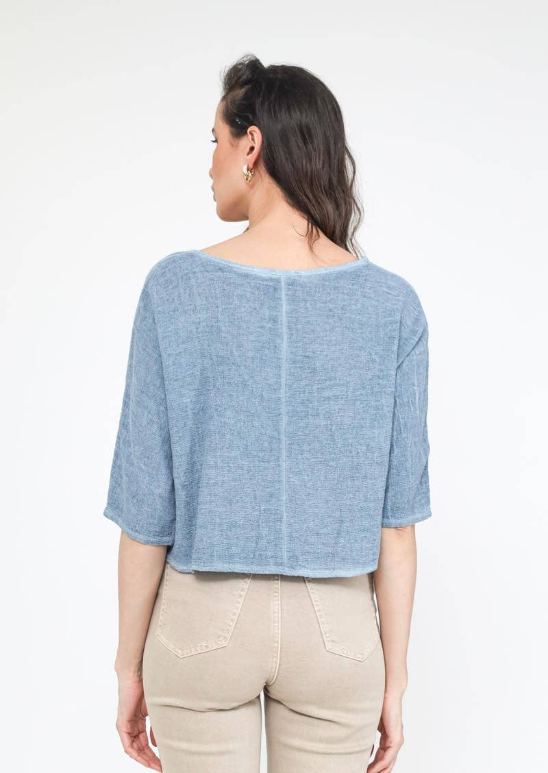 1973 INGRID WOMEN'S COTTON LINEN CROP TOP