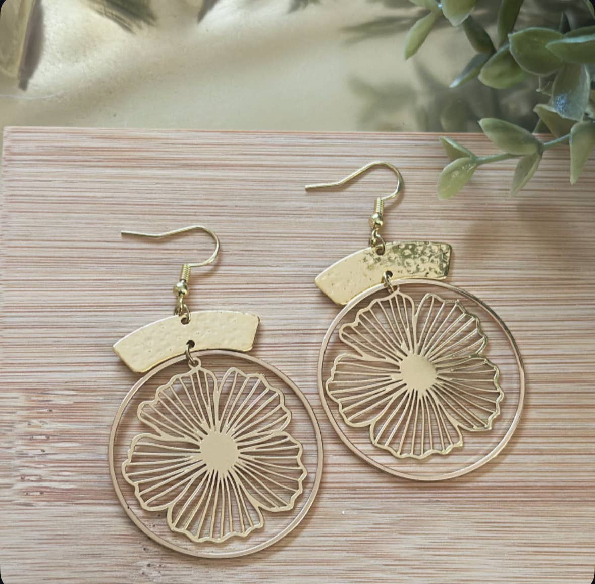 18k Gold Plated Floral Hoops