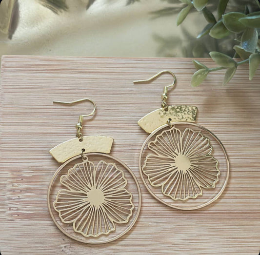 18k Gold Plated Floral Hoops