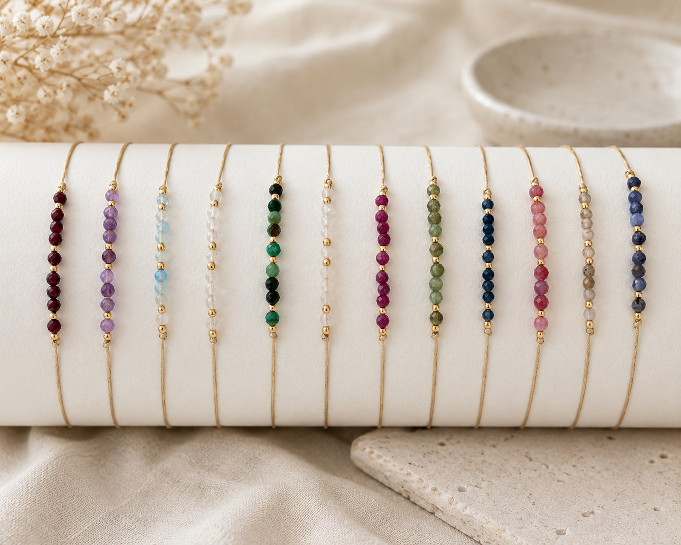 Birthstone Bracelet Gemstone Sets on Cards