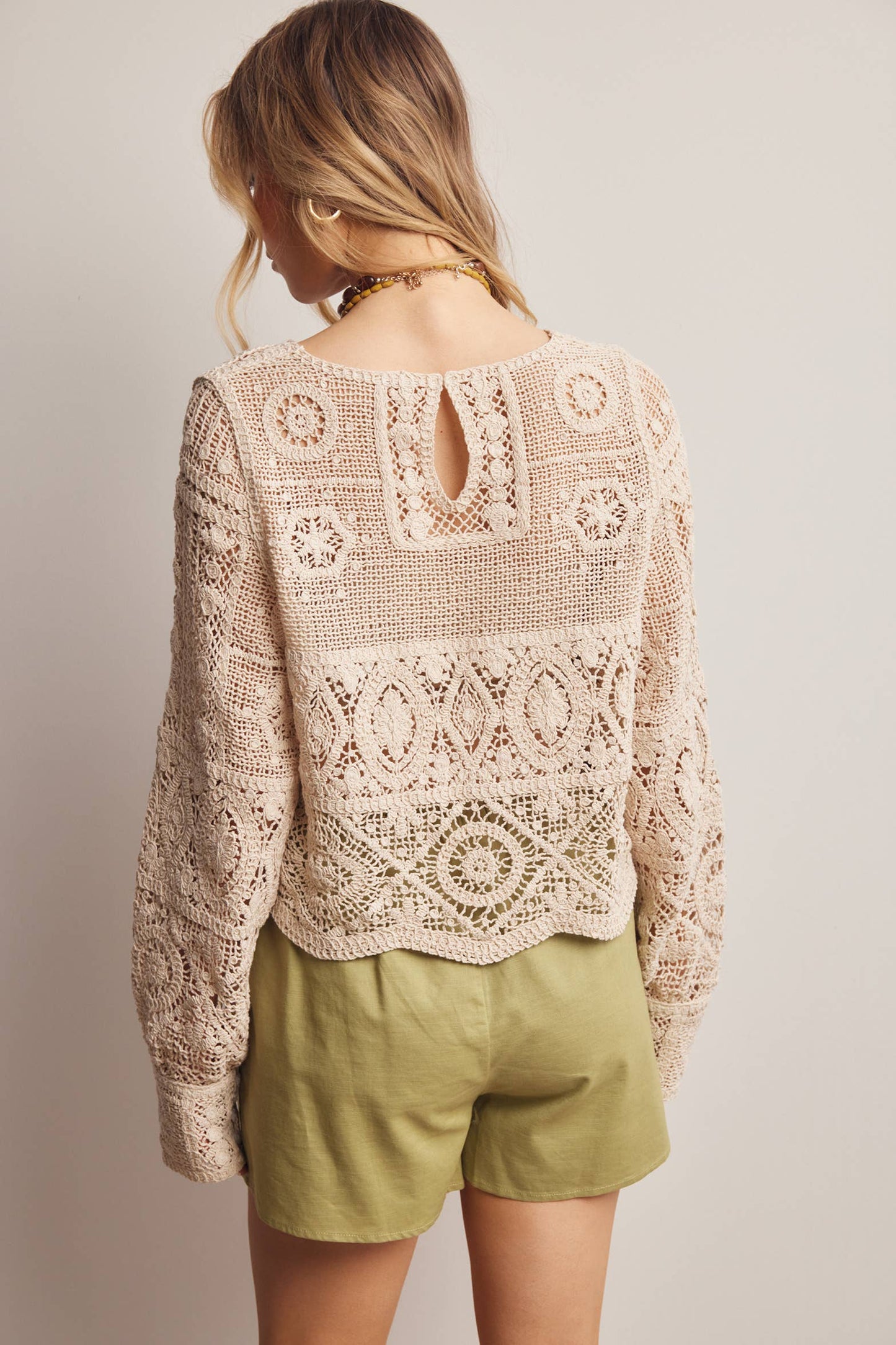 Crochet Lace Long Sleeve Top FCR0003