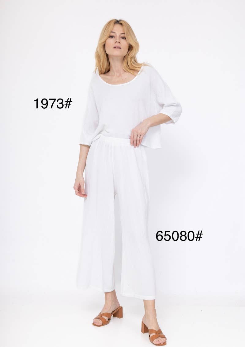 1973 INGRID WOMEN'S COTTON LINEN CROP TOP