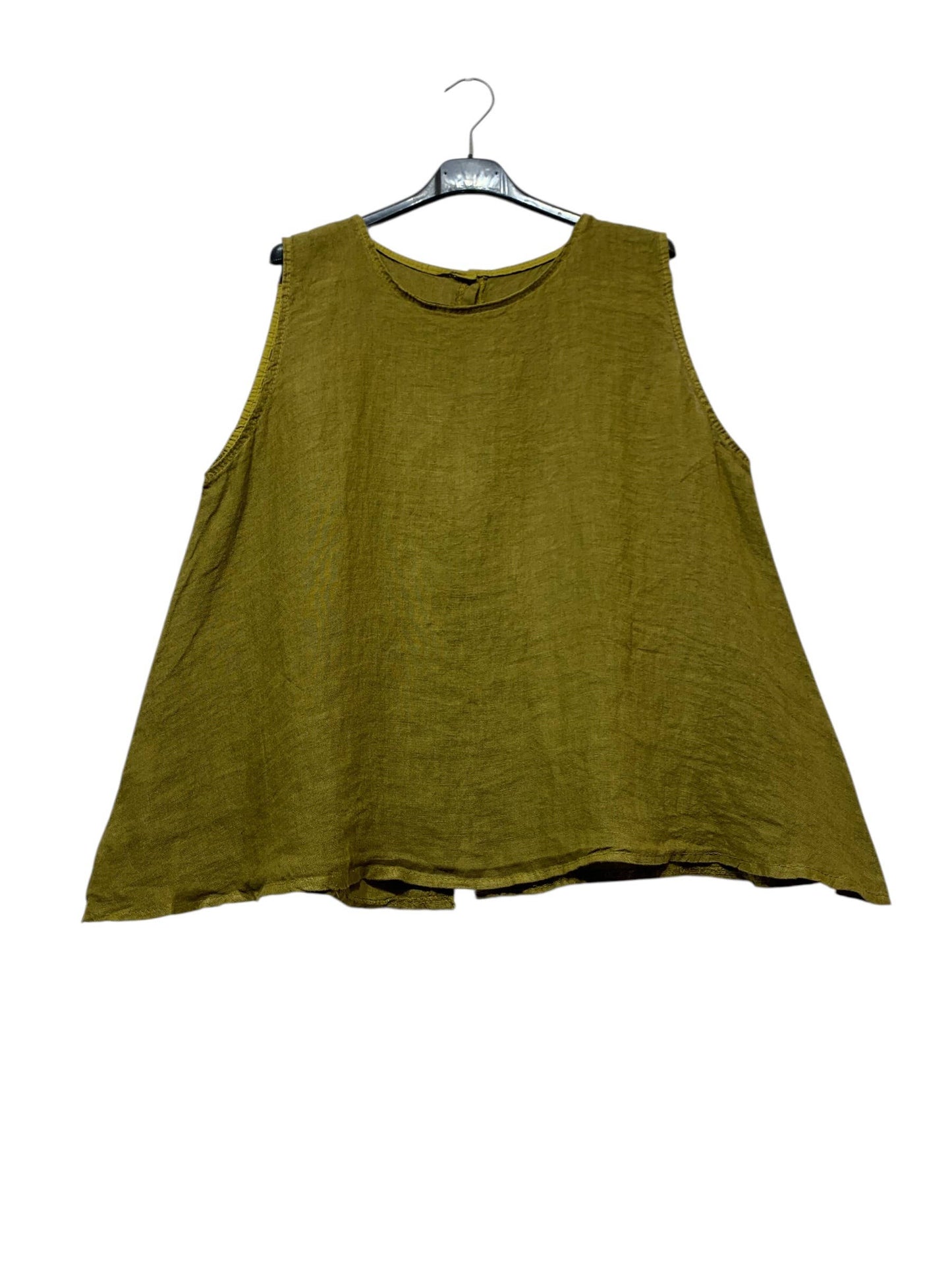 9925B REVERSIBLE VEST OR TOP, IN LINEN WITH MOTHER-OF-PEARL BUTTONS: GRIS FONCE